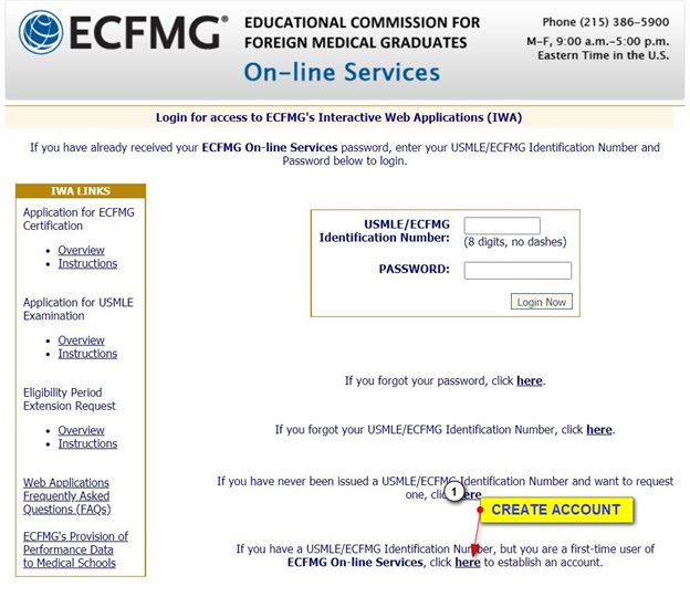 Step2 of Registering for USMLE Step 1: Establish your account