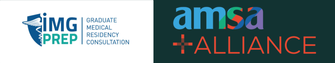 IMG PREP Graduate Medical Residency Consultation and AMSA Alliance logos.