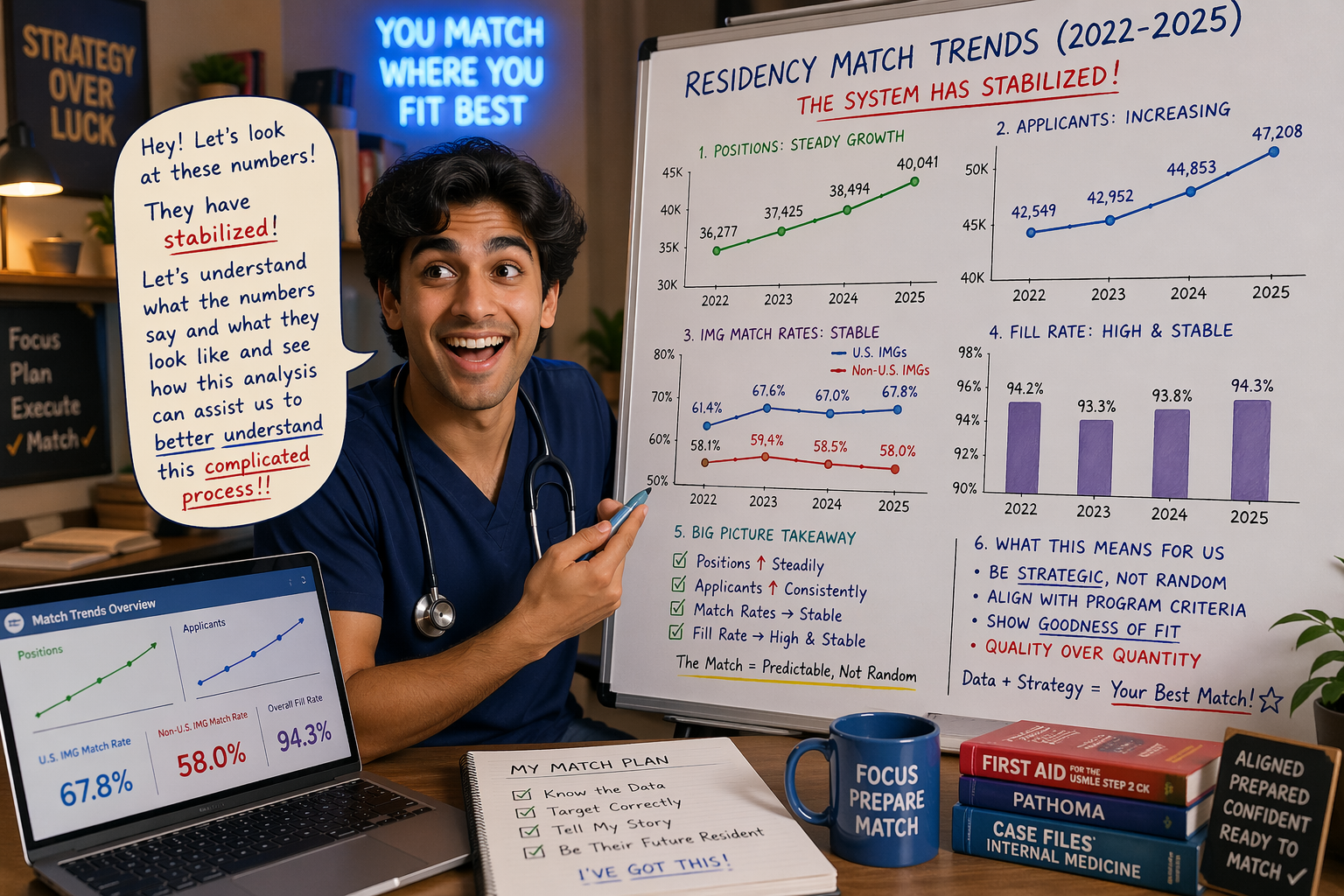 IMG residency match statistics 2022-2026 explained on whiteboard — the Match has stabilized