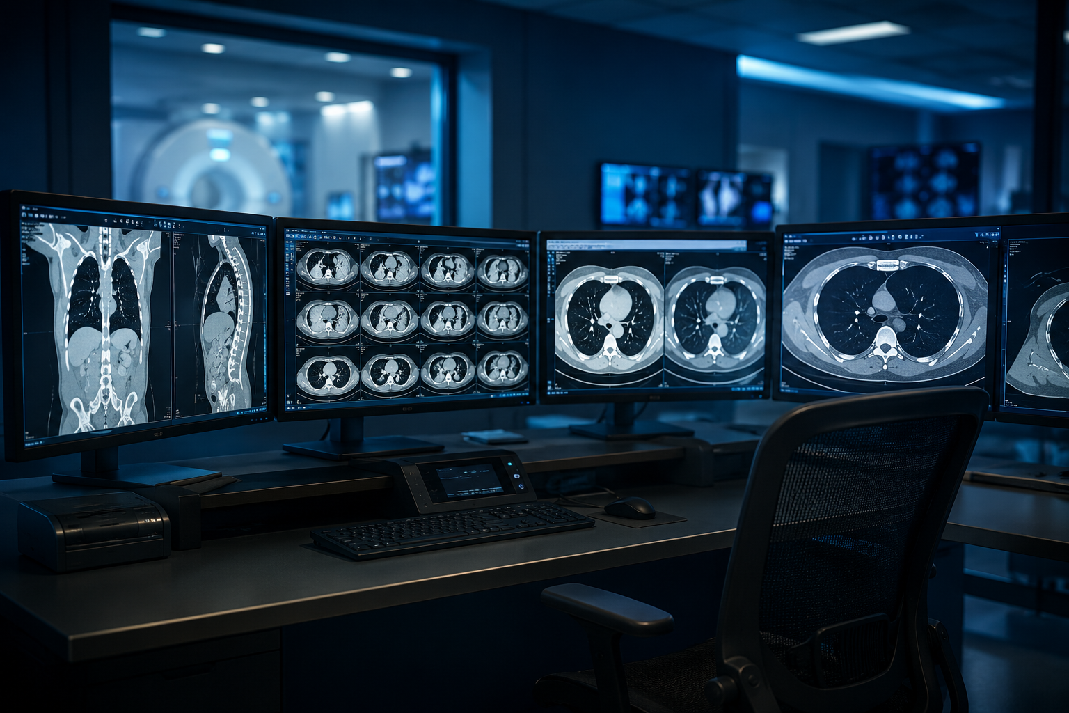 Editorial illustration depicting selection architecture in diagnostic radiology residency for IMGs
